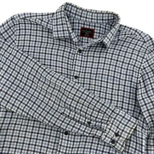 UNTUCKit Mens Medium Slim Fit Blue Gingham Flannel Button Down Shirt Long Sleeve